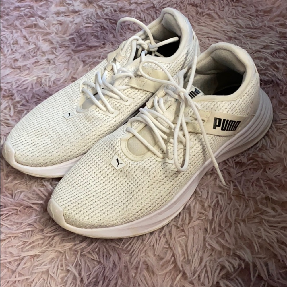 PUMA Women's White Knit Lace-Up Sneakers